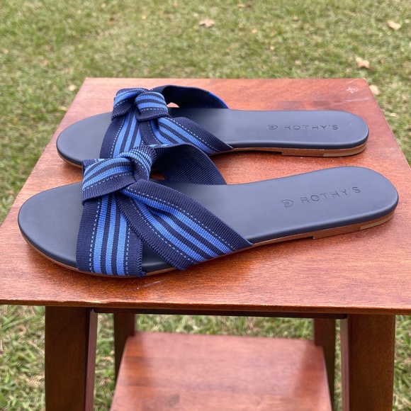 Rothy's The Knot Slide Sandals Size 8.5 Cobalt Blue - Picture 2 of 5